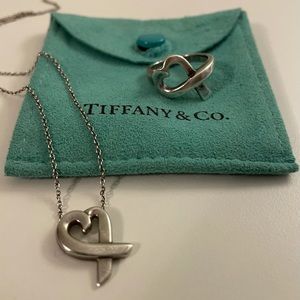 Tiffany & Co. Open Heart Pendant and Ring Set